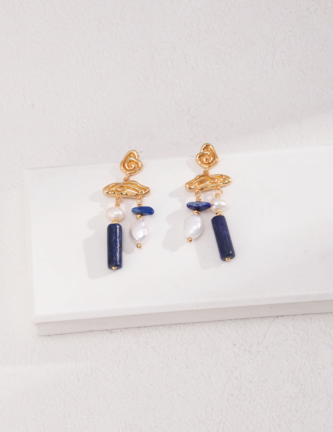 Blue Lapis lazuli Freshwater Pearl Earrings