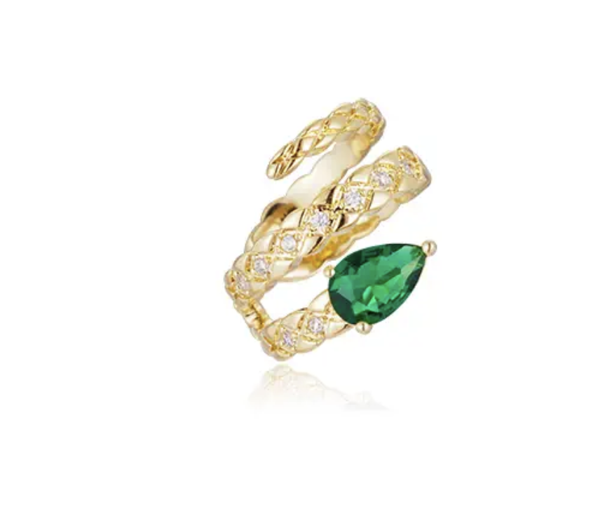 Minimalist Ear Cuff - Green Gemstone Ear cuff Earring