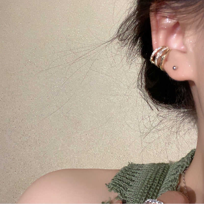 Minimalist Style Triple Band Star Cuff Earrings