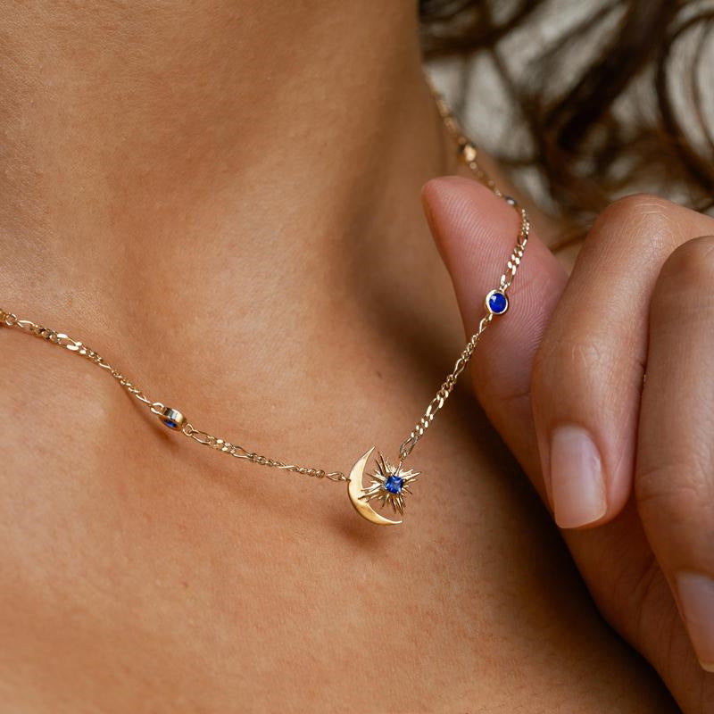 Minimalist Gold Moon and Star Necklace
