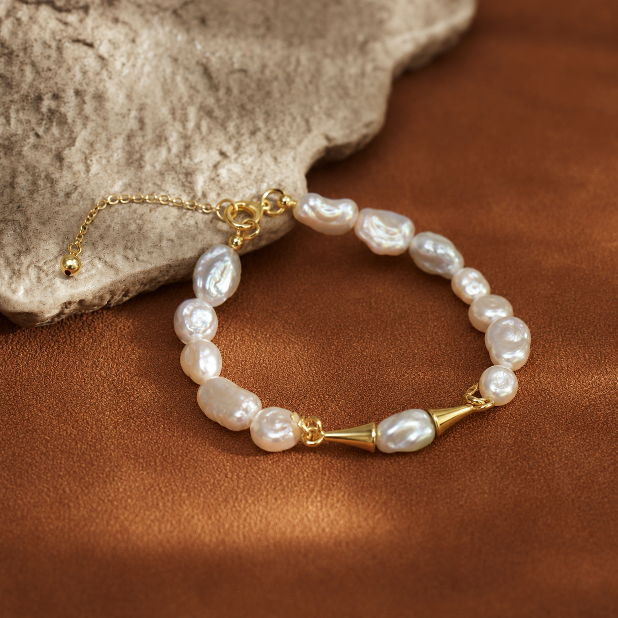 Baroque Pearl & Gold Accent Bracelet