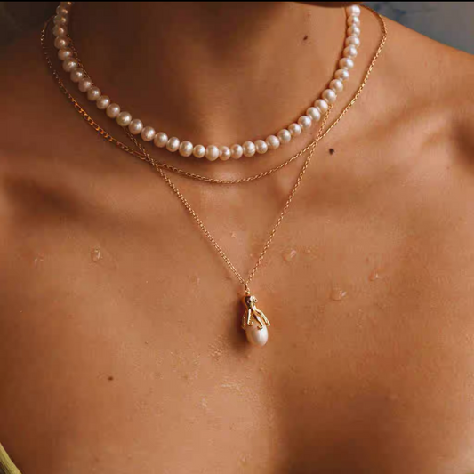 Gold Octopus Pearl Necklace