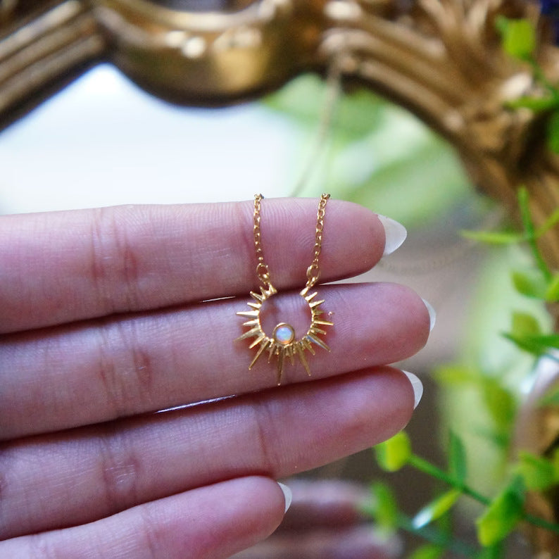 Sunburst White Jade Necklace