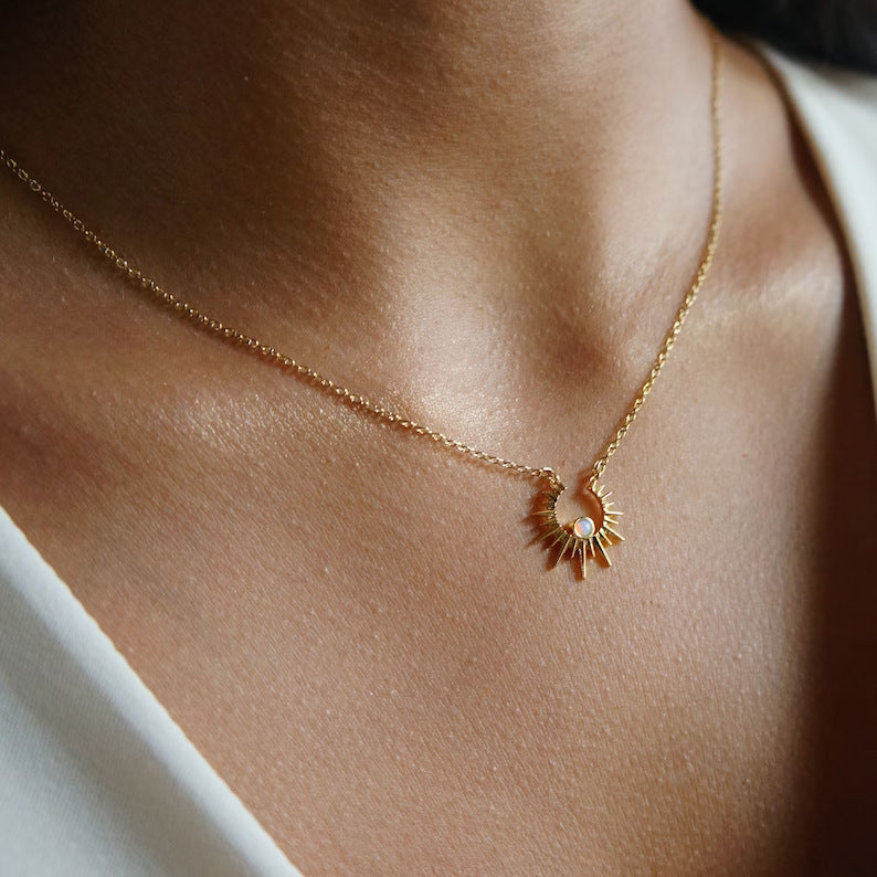 Sunburst White Jade Necklace