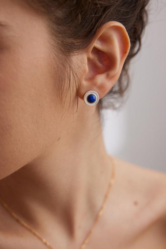 Minimalist Sterling Silver S925 Lapis Lazuli Earrings